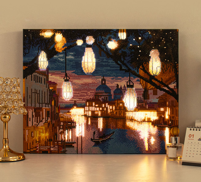 아트조이 DIY LED 캔버스형 보석십자수 40 x 50 cm, 베니스의 등불, 1개