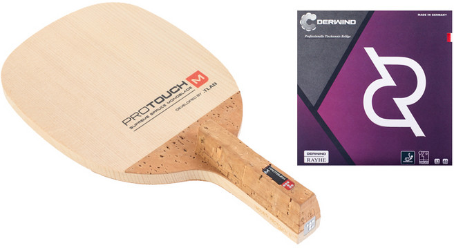 티마운트 펜홀더 탁구 라켓 프로터치 M + 데어빈트 레이허 러버 세트, 1세트
