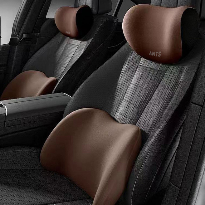 앤티스 하이앤드 메모리폼 목쿠션 + 허리쿠션 세트, 브라운, 1세트