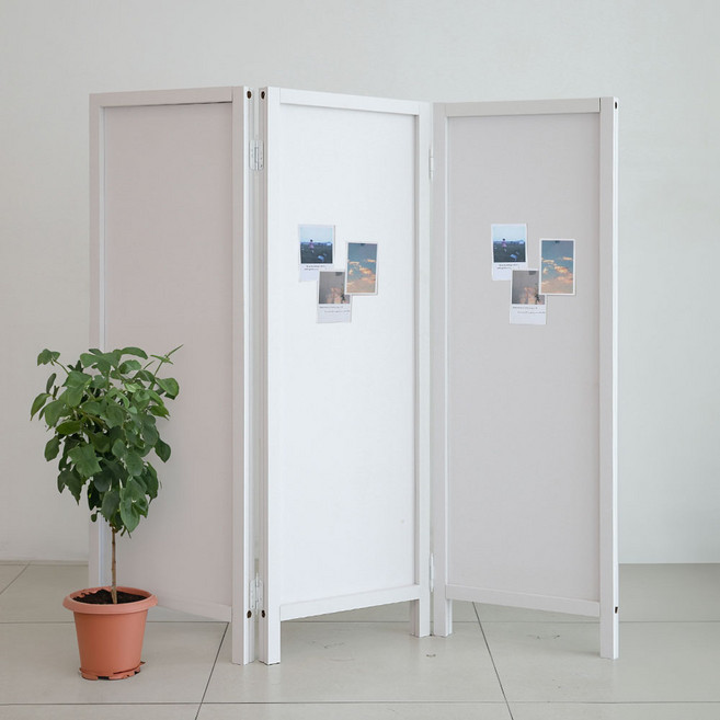 우드리퍼블릭 스너그 폴딩 파티션 높이 1200mm 3단, 화이트