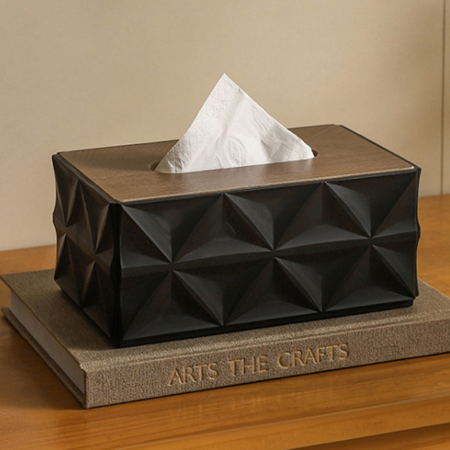 미르노아 큐브체크 시크 인테리어 각티슈케이스 MMM3413, 블랙, 1개