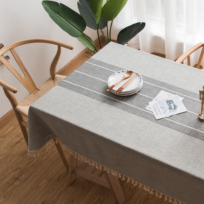 제이토리 린넨 방수 정사각 식탁보, 그레이톤, 140 x 140 cm, 1개