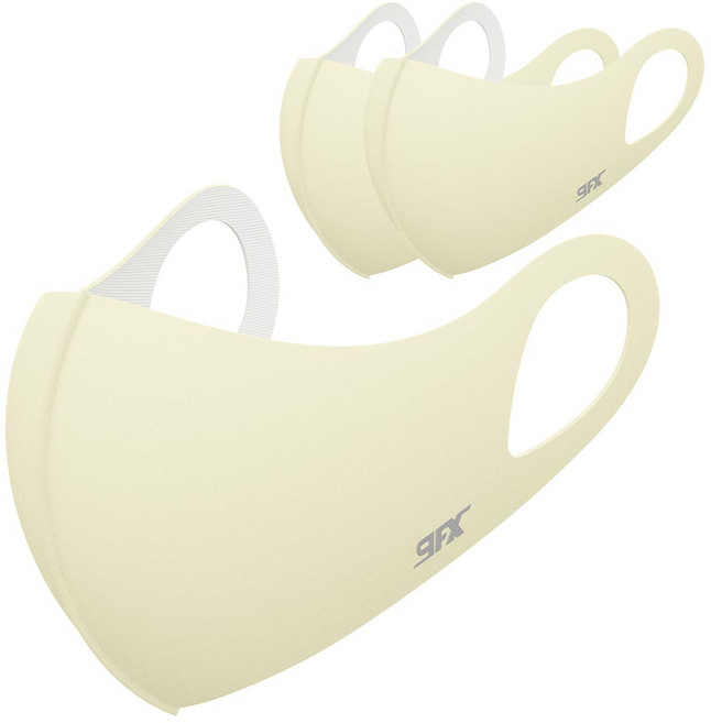 나인에프엑스 스포츠 데일리 페이스 마스크, 크림옐로우, 3개