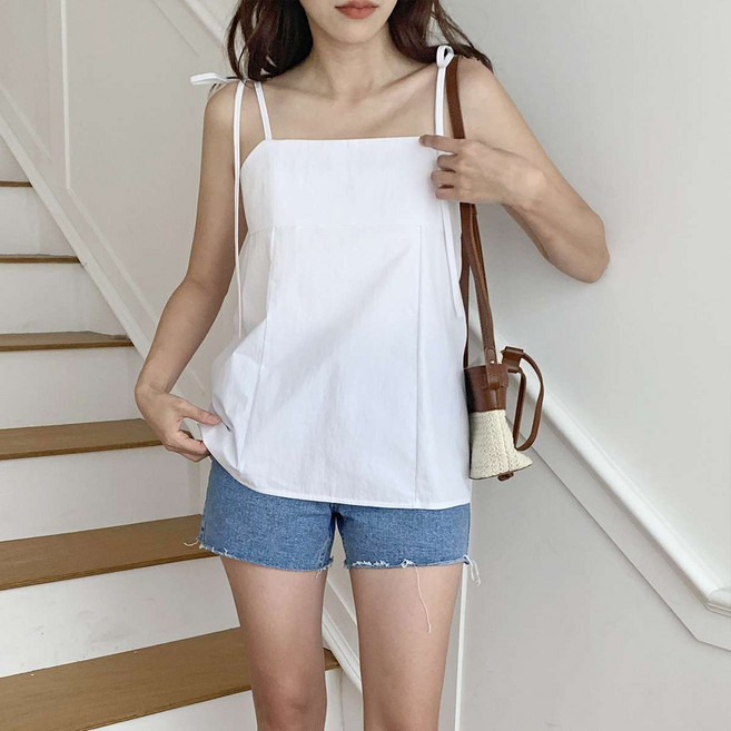 린다샵 여성용 바른고 바스락 나일론 리본 나시 블라우스 cpbl5753k53