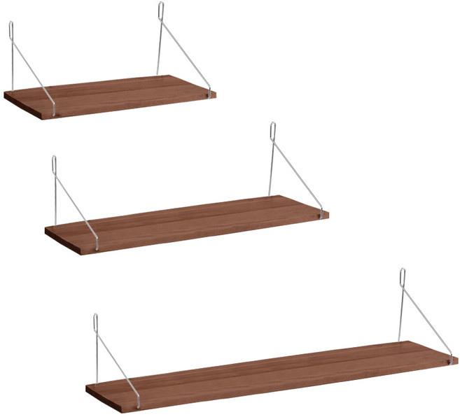 부스마켓 모던 침실 벽걸이 선반 3종 세트, 브라운