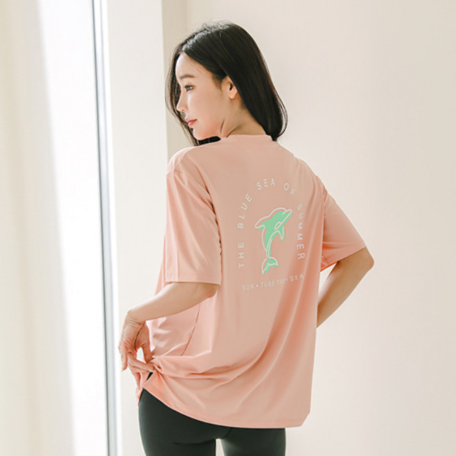 튜브트리 여성용 반팔 루즈핏 래쉬가드 상의 B8206