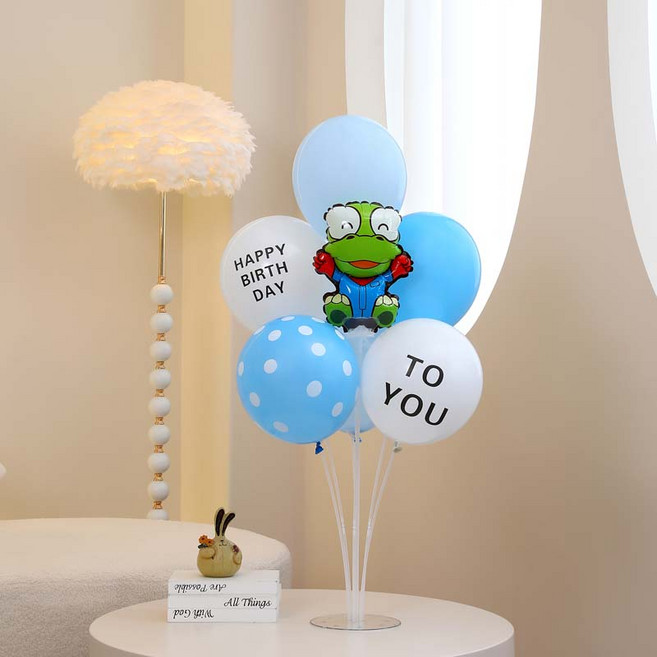 피앤비유니티 스탠드 생일장식 세트, 04 크롱 생일축하스탠드 블루, 1세트