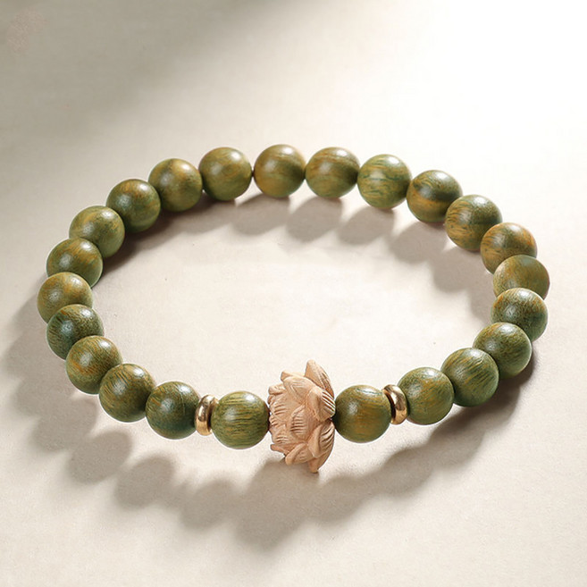 붓다베스트 여성용 소원성취 불교 녹단목 연꽃 염주 팔찌