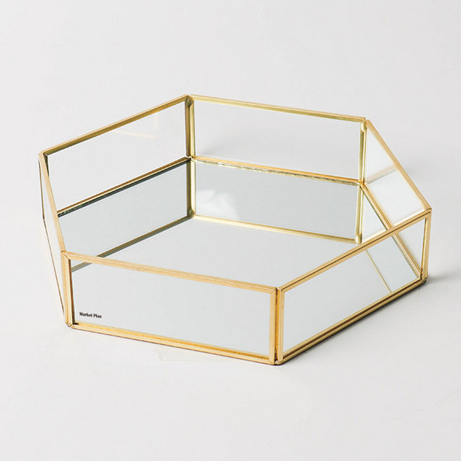 마켓플랜 미러 트레이 육각형, 골드, 1개