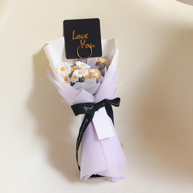 아스파시아 해피 데이지 페레로로쉐 3T 꽃다발, 퍼플