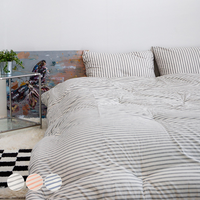 그래이불 국내 오가닉 스트라이프 코튼 호텔 침구세트