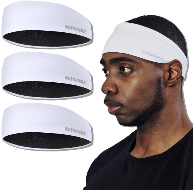 3개 Set 윈어블 남여공용 스포츠 쿨 헤어밴드 헬스 러닝 스웨트 땀흡수 땀흘림 방지 밴드, 3세트, 화이트
