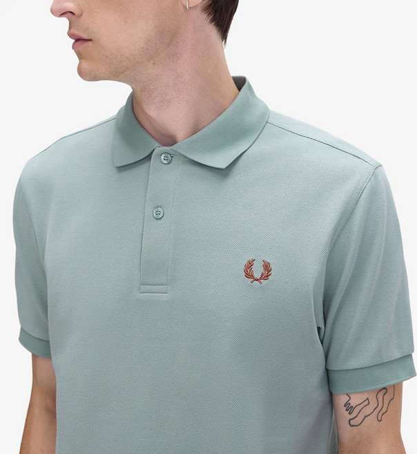 FRED PERRY 男女通用素色Polo短袖T恤 M6000, SilverBlue + Cinnamon