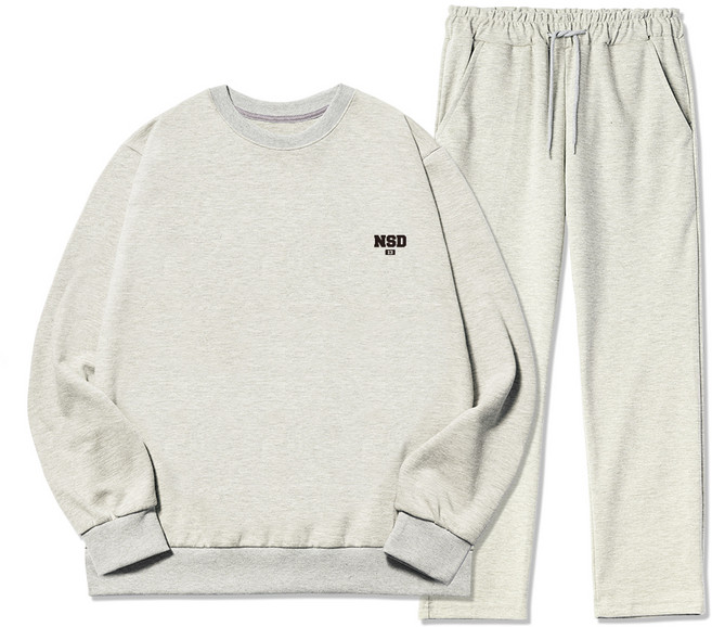 NSD 남성용 빅사이즈 넘버13 스몰로고 기모 맨투맨 트레이닝 상하의 세트