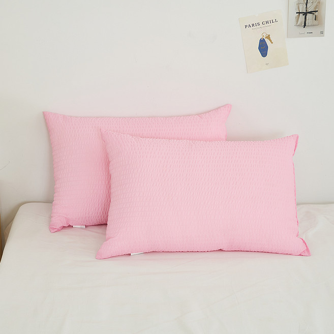 아임리빙 사계절 쿨링 시어서커 통세탁 베개, 핑크, 2개