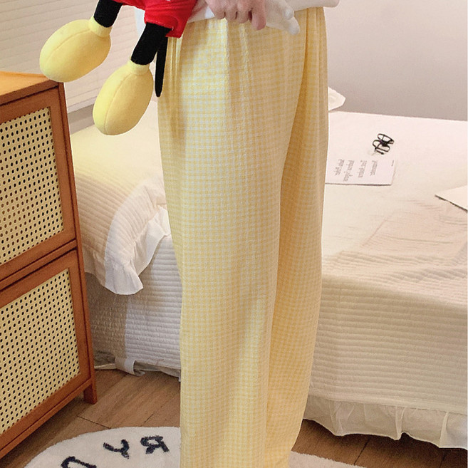 뷰티인뷰티 여성용 체리 체크 잠옷 긴바지