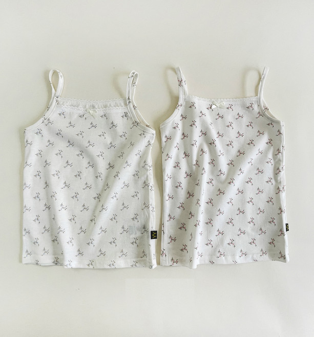 예루예나 여아용 로맨틱 끈나시 런닝 2종 세트