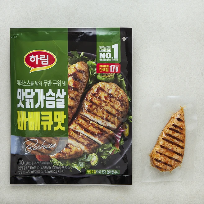 하림 맛닭가슴살 바베큐맛, 100g, 5개입, 1개 - 쿠팡