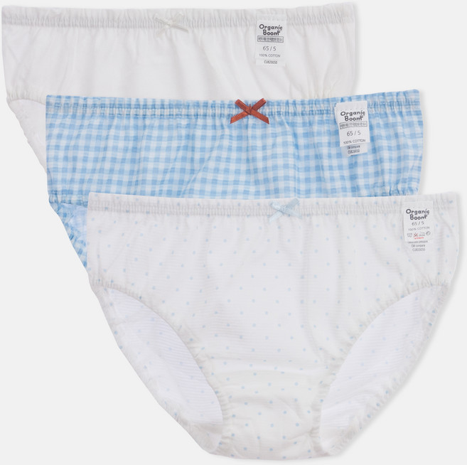 오가닉붐 여아용 기본 + 체크 + 도뜨 학생 삼각 팬티 세트