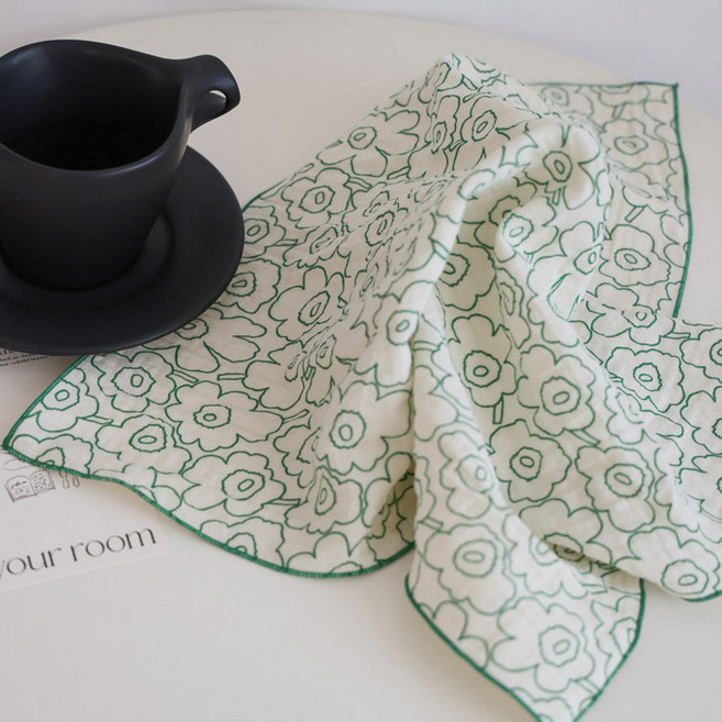 메종텍스타일 여성용 면100 이중거즈 로잉 플라워 손수건