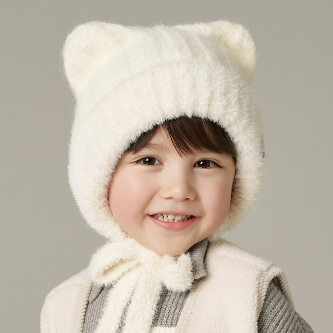 화이트샌즈 울 혼방 투톤 키즈 세르디 보닛햇