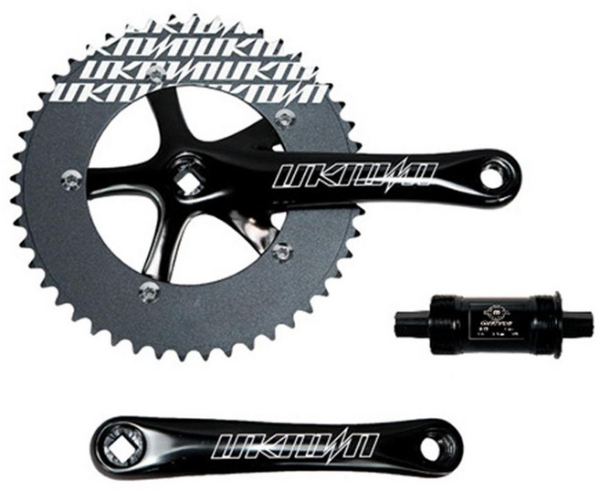 UNKNOWN 基本款 48齒 齒盤曲柄組 方孔中軸 自行車套組, 黑色的, 1個