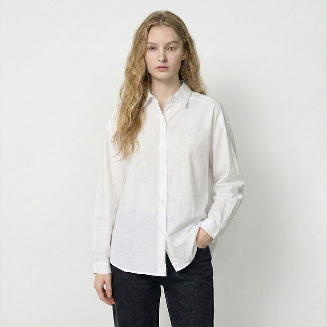 에이비에프지 여성용 롤업 기본 면 셔츠 AFY1HB41