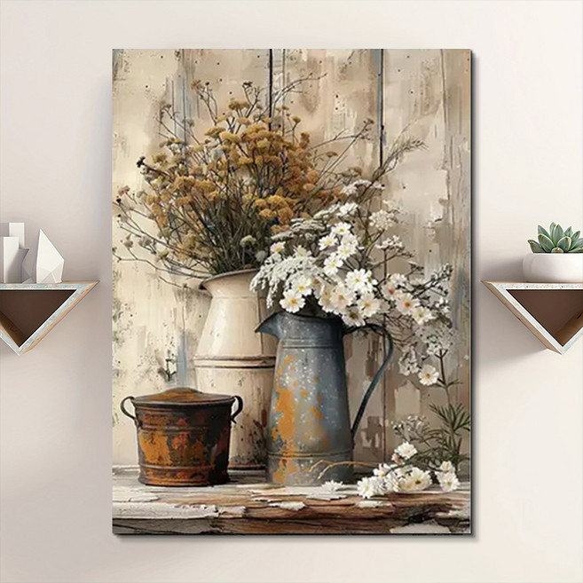 테리보 레트로 아트 액자 포스터 꽃병 페인팅 코어