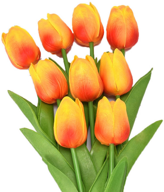 오늘의공감 조화 튤립 꽃다발 9p, 오렌지