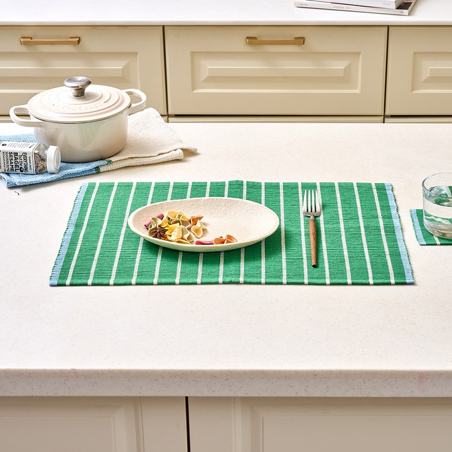모던하우스 마이키친 골지 테이블 매트, 그린, 1개, 33 x 50 cm