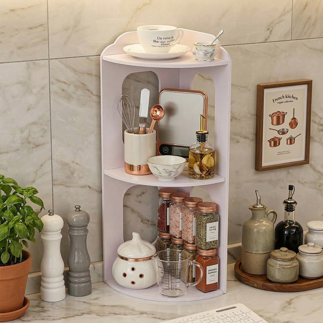 예은홈시스 감성 미니멀 3단 코너 선반, 화이트, 1개