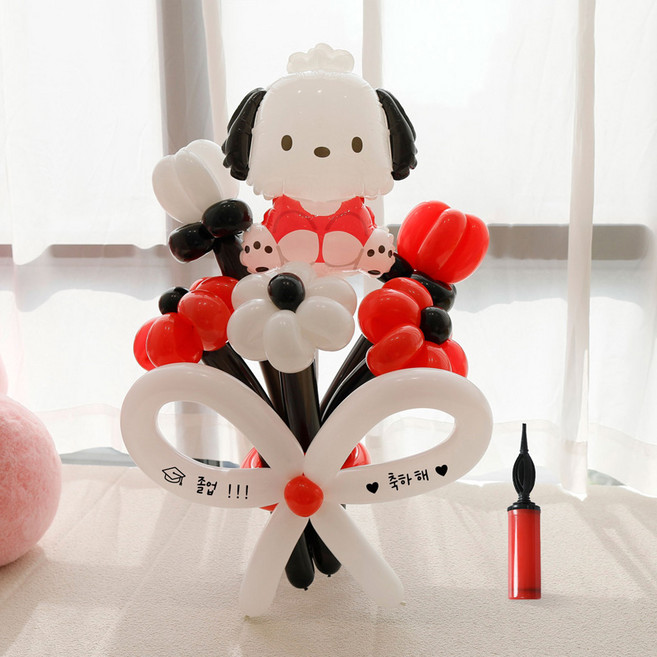 피앤비유니티 캐릭터 레터링 DIY 꽃다발 요술풍선 세트, 08 포차코 레드, 1세트