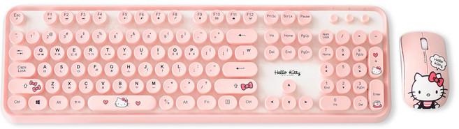 헬로키티 무선키보드 마우스 콤보 세트, 일반형, HK-RW367KM, 핑크