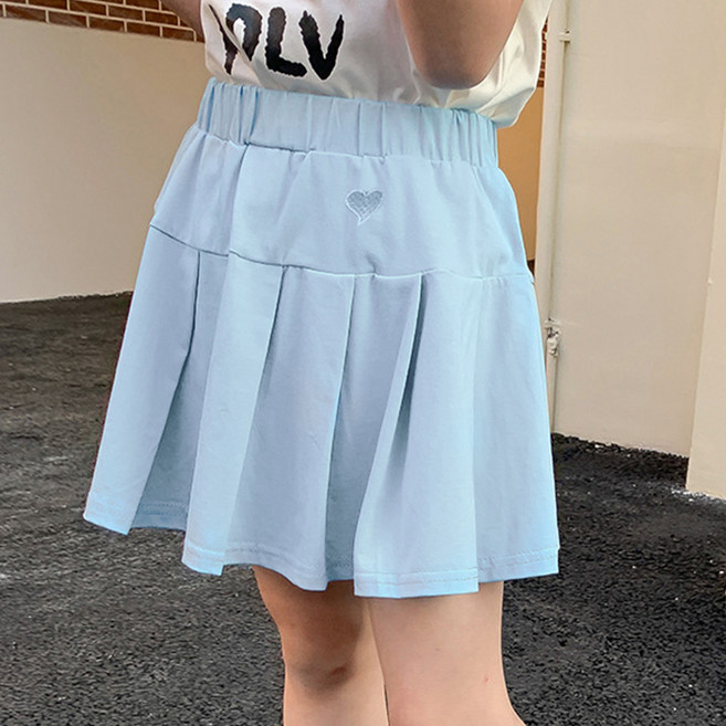 여아용 하트플리츠 치마바지 + 리본 속바지 세트