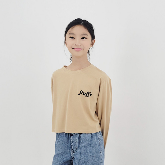 나노핏 여아용 플러피 크롭 티셔츠