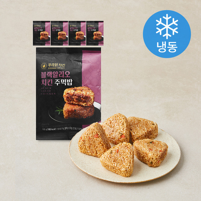 푸라닭치킨 블랙알리오 치킨 주먹밥 (냉동), 100g, 5개