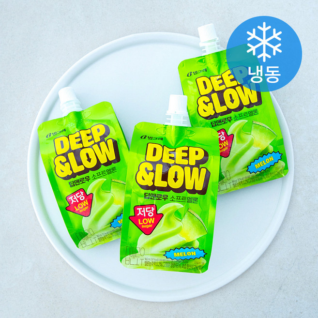 딥앤로우 저당 소프트멜론 아이스크림 (냉동), 3개, 1개입, 160ml