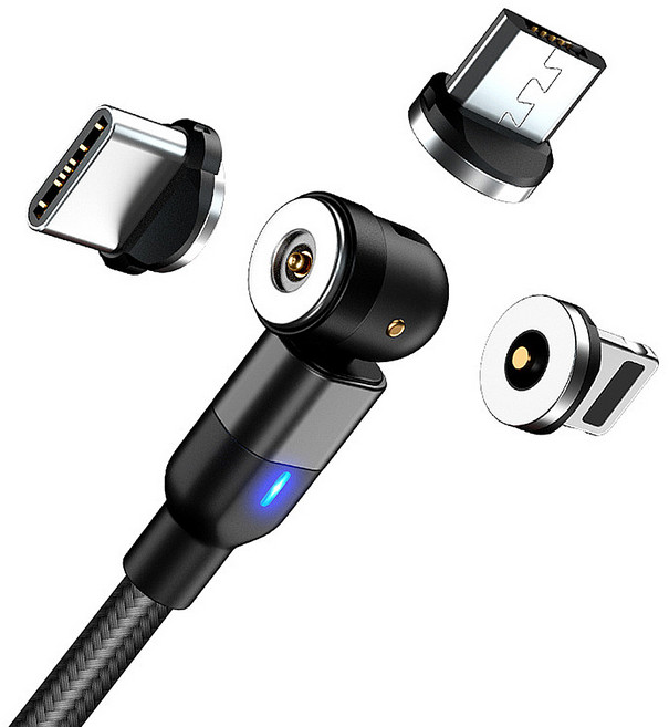 탑스토어 회전 마그네틱 충전 케이블 ME_14_01, 블랙, 1m, 1개