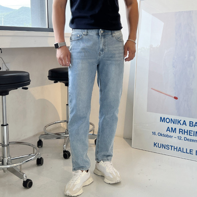 머시따 남성용 워싱 테이퍼드 청바지