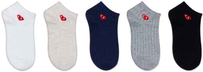 박군 여성용 학생용 PG 하트눈 발목 양말 5족