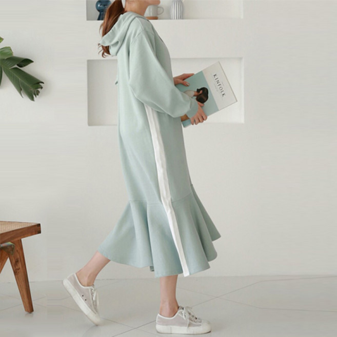 팡팡샵 M 기모라인 후드 임부 원피스