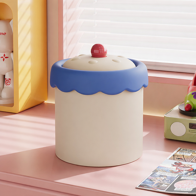 더자카 브라이트 컬러 데스크 미니 휴지통, 아이보리