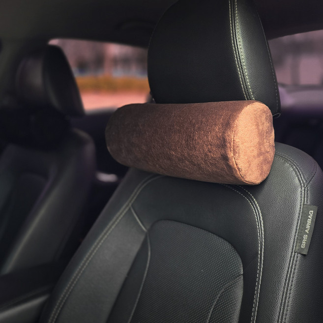 브로브 부드러운 차량용 메모리폼 목쿠션, 브라운, 2개