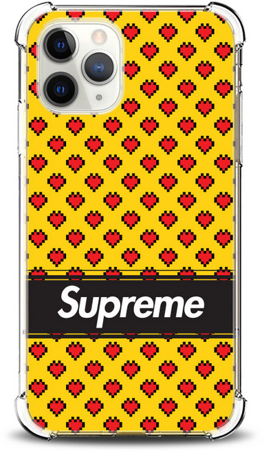 레드하트패턴 슈프림 방탄 투명 젤리 휴대폰 케이스