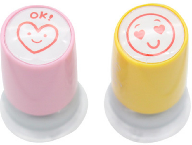 솜씨카드 하트 만년 스탬프 2종 세트, 레드, 1세트