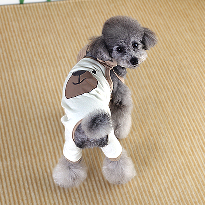 에이미러브즈펫 협력사 강아지 곰돌이 멜빵 바지, 아이보리, 1개