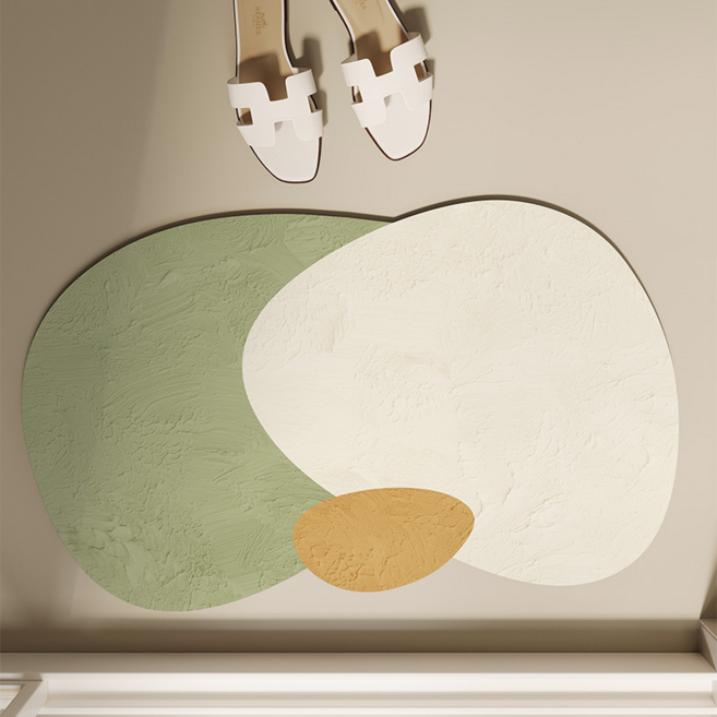 사인포스트 건식 화장실 입구 규조토 매트, 크루아상 그린