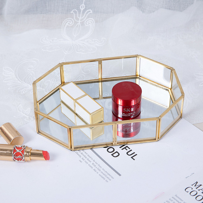 풀커버링 팔각 골드 트레이 20cm, 혼합색상