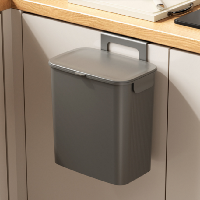우주뭉치 주방 걸이형 휴지통 9L, 그레이