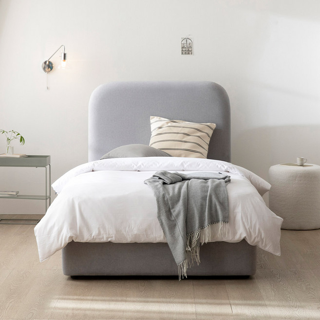 젠티스 모어 스퀘어 패브릭 침대 + 자모스 포트 매트리스 방문설치, 그레이